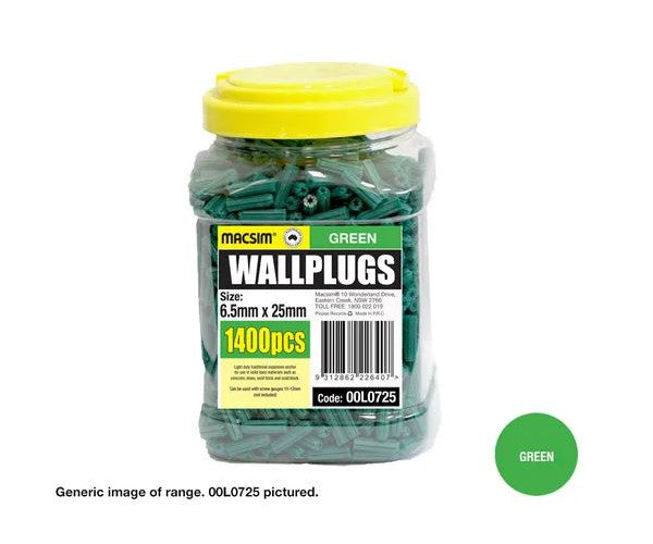 Macsim Wallplugs (Loose packed) - Various Sizes and Quantities