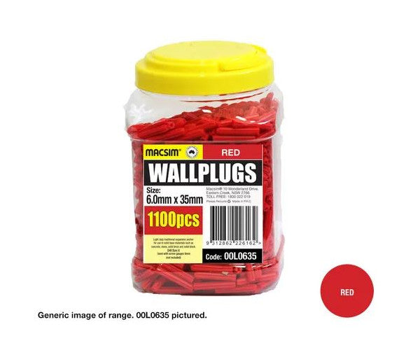 Macsim Wallplugs (Loose packed) - Various Sizes and Quantities