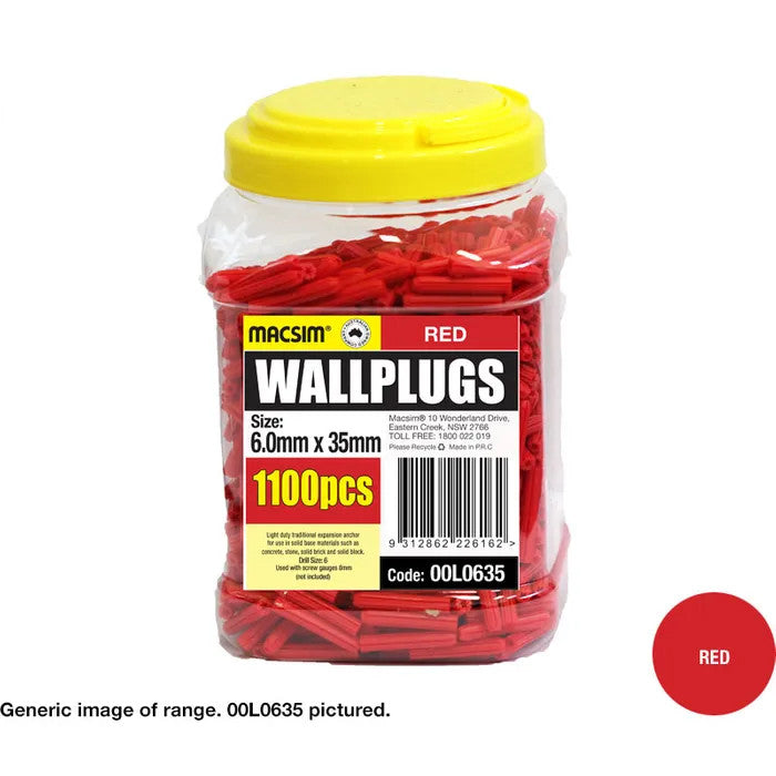 Macsim Wallplugs (Loose packed) - Various Sizes and Quantities