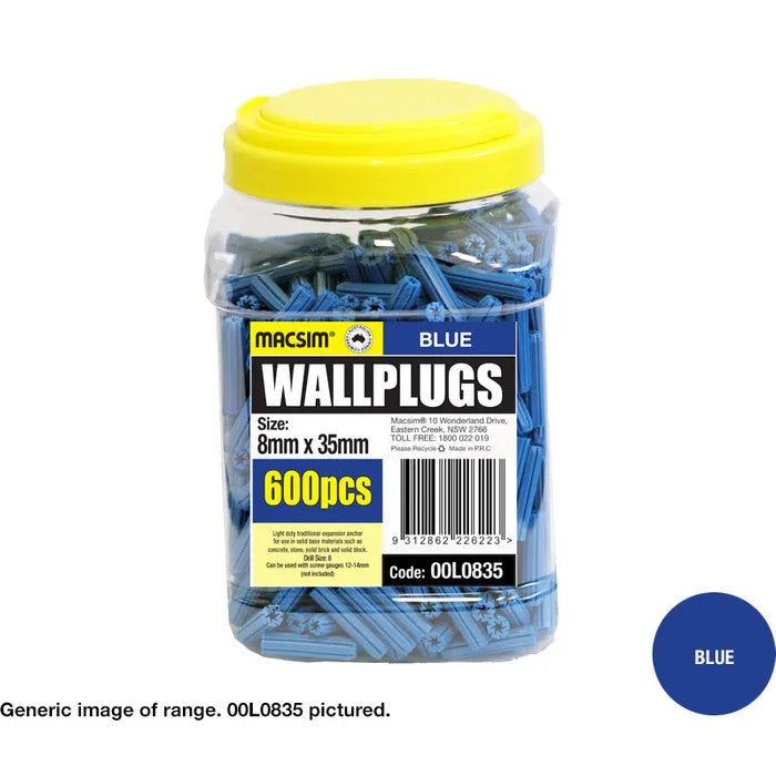 Macsim Wallplugs (Loose packed) - Various Sizes and Quantities