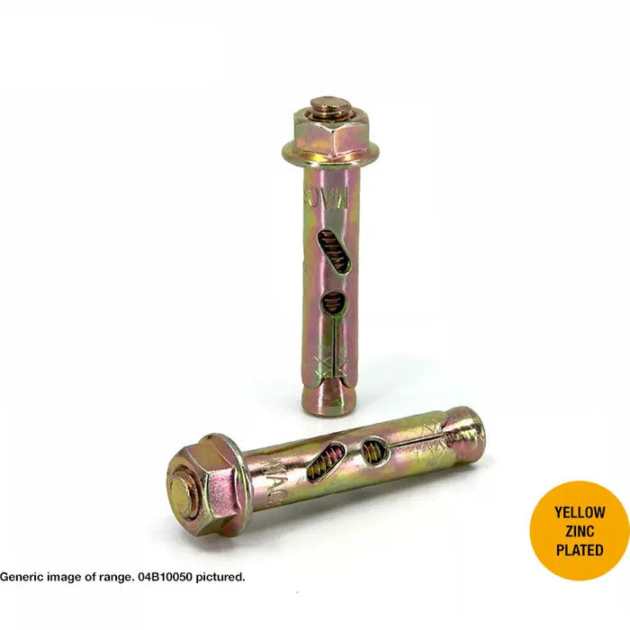 Macsim Hex Head MasonBolt / AnchorBolt Yellow Zinc Plated - Various Sizes and Quantities