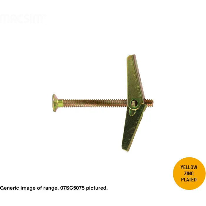 Spring Toggles Zinc Round and Countersunk Head in Various Sizes - Box of 100