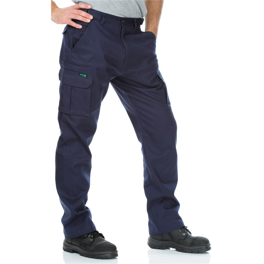 Cotton Drill Regular Weight Multi Pocket Navy Cargo Pants - Various Sizes