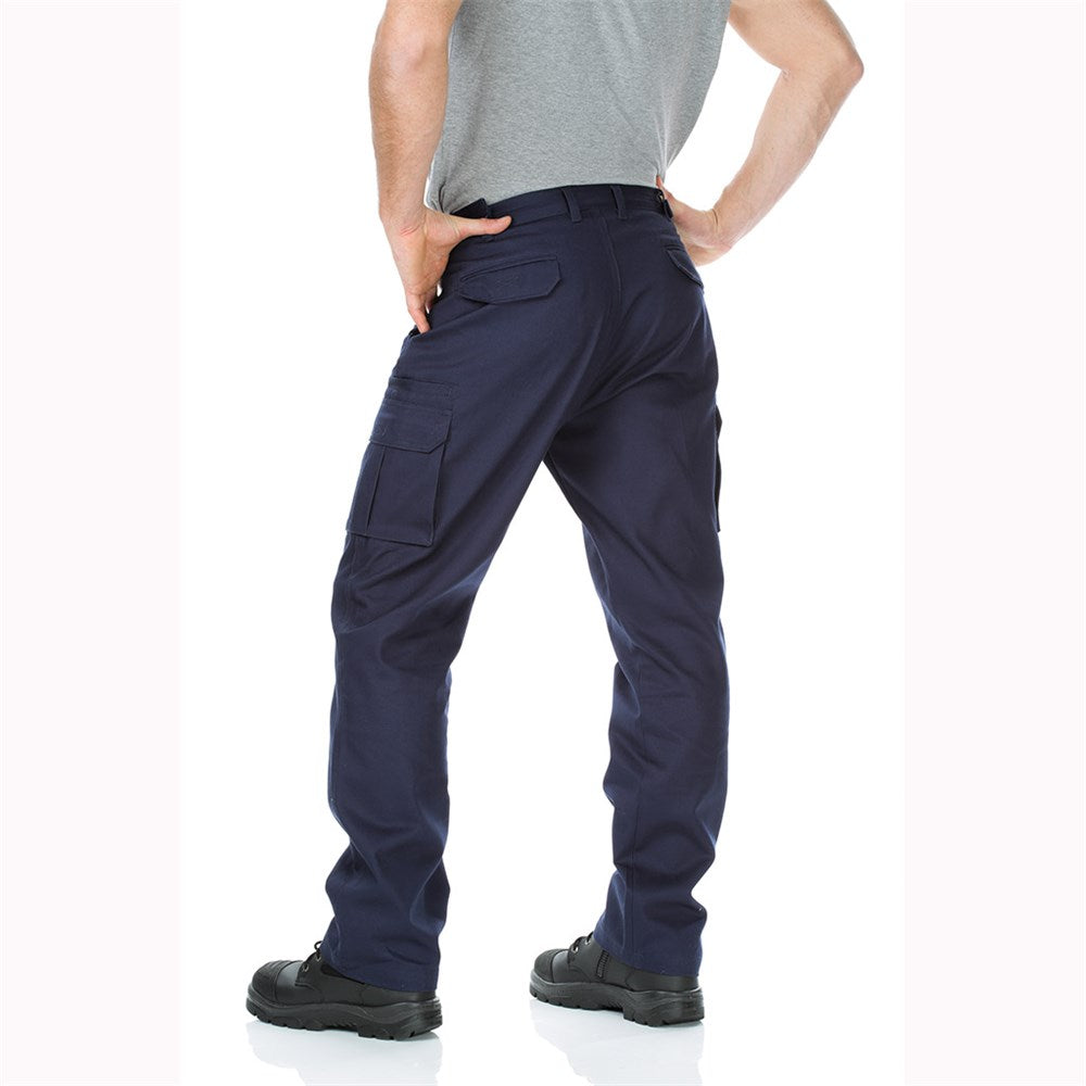 Cotton Drill Regular Weight Multi Pocket Navy Cargo Pants - Various Sizes