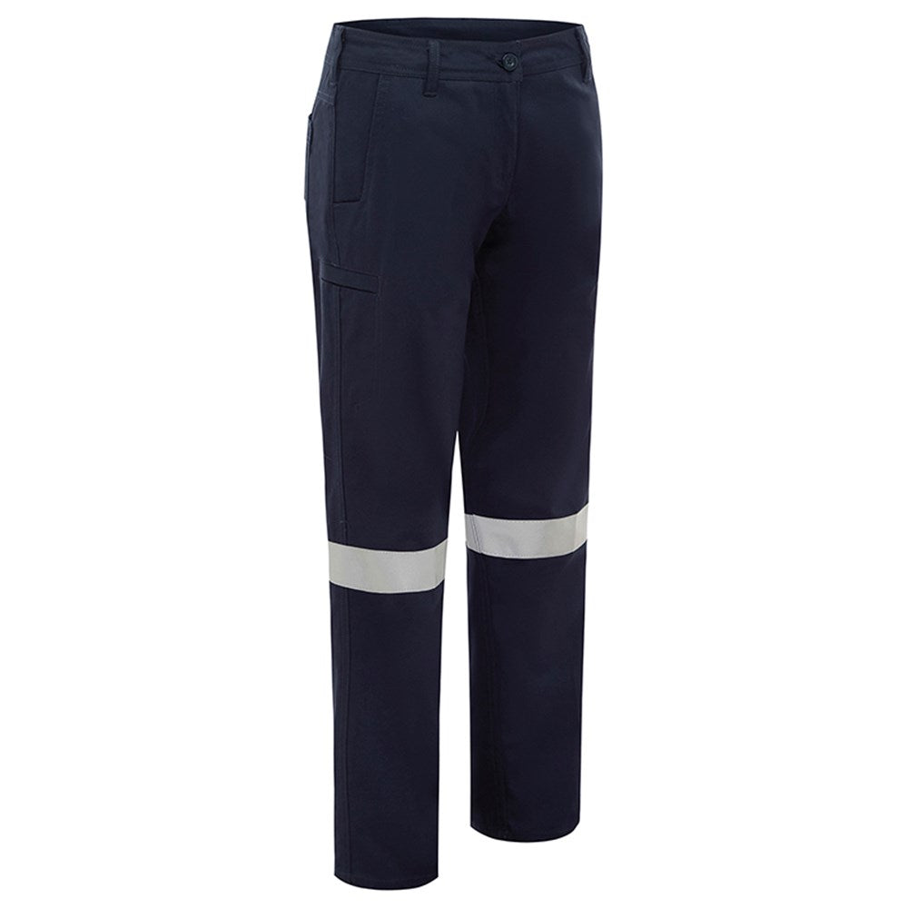 Womens Mid Weight Cotton Drill Taped Navy Cargo Pants - in Various Sizes