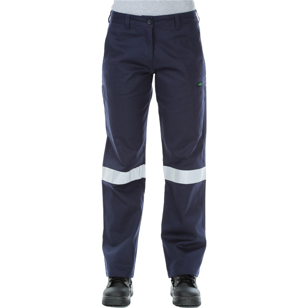 Womens Mid Weight Cotton Drill Taped Navy Cargo Pants - in Various Sizes