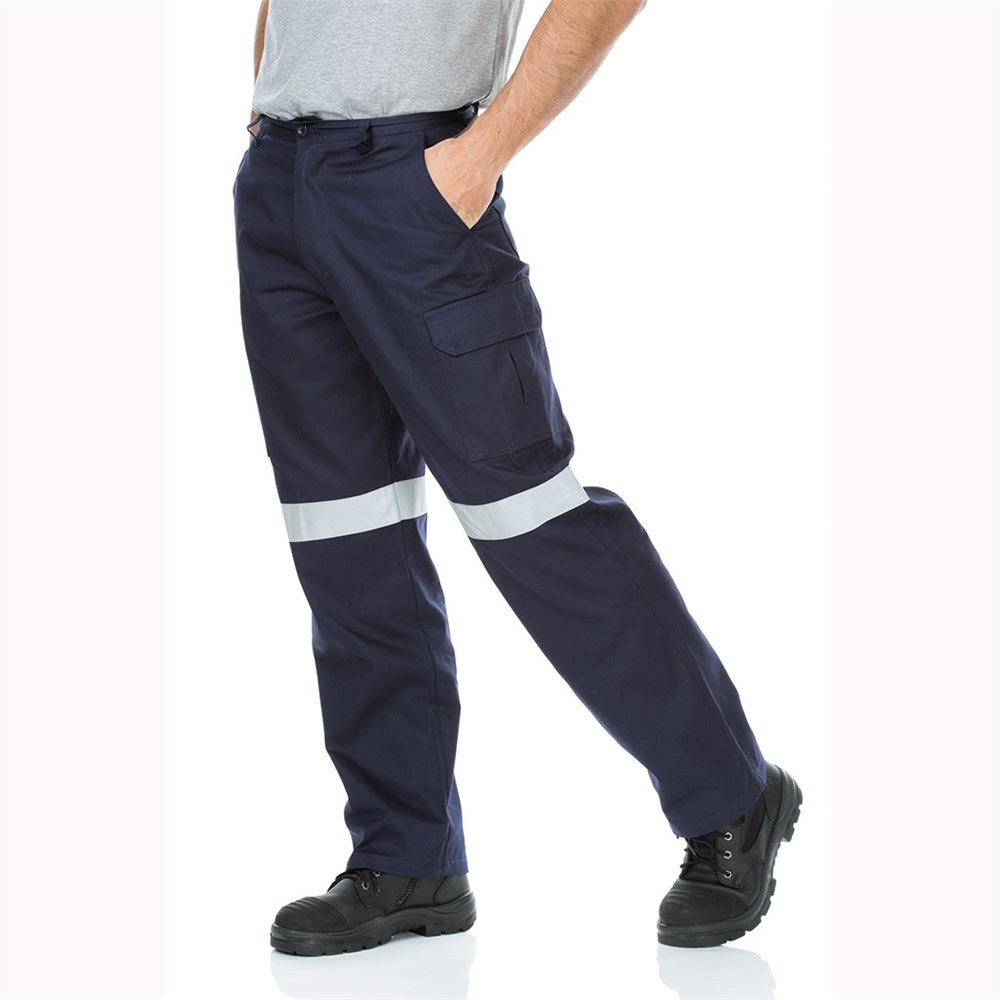 Cotton Drill Regular Weight Taped Navy Cargo Pants - Various Sizes