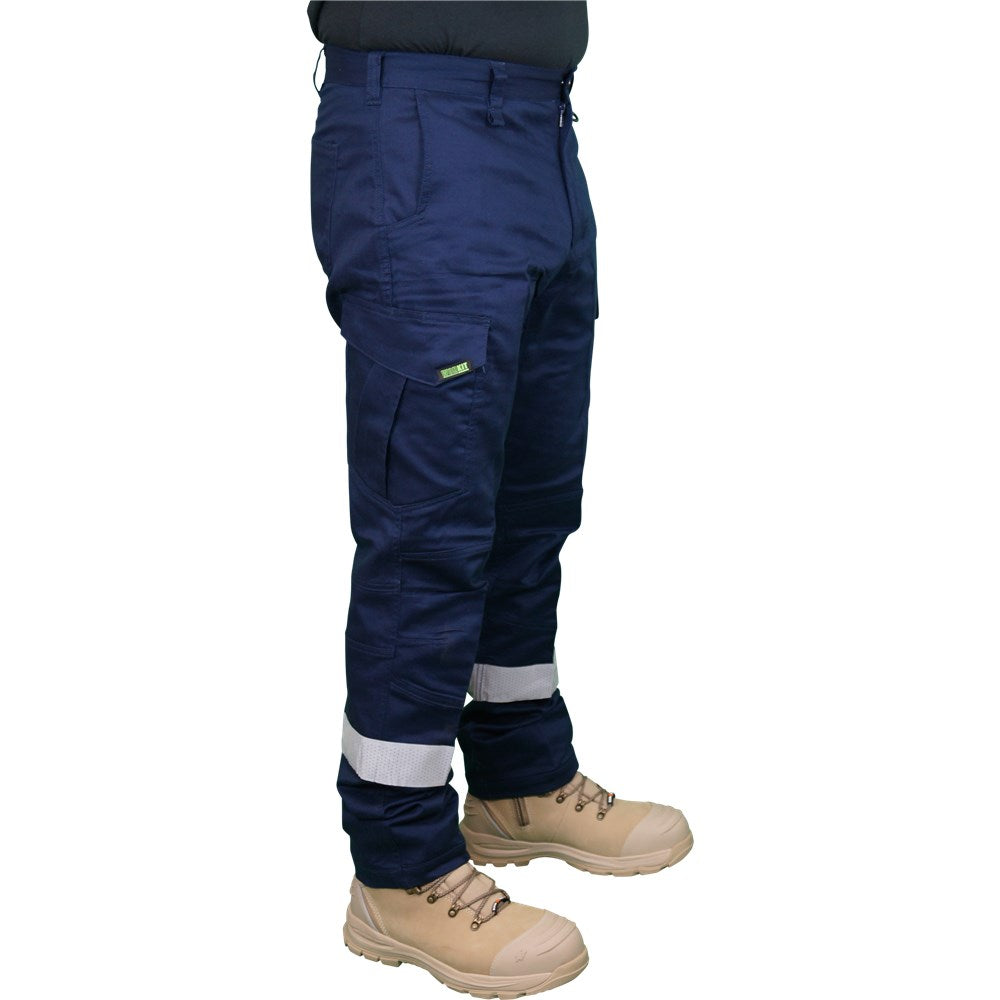 Stretch Ripstop Modern Fit Taped Navy Cargo Pants - in Various Sizes