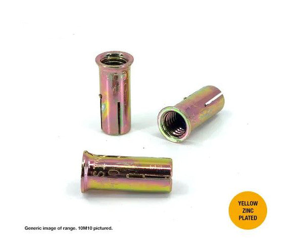Macsim Drop In Anchor Yellow Zinc Plated - Various Metric Sizes and Quantities