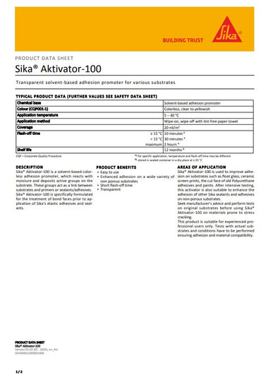 Sika Aktivator 100 1L - Box of 4