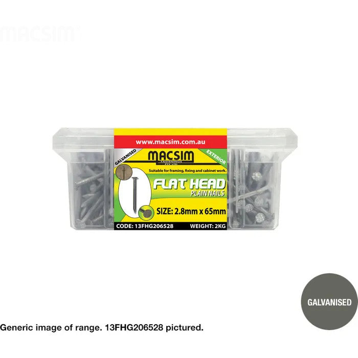 Flat Head Smooth Shank Galvanised Nails - Various Sizes and Box Weights