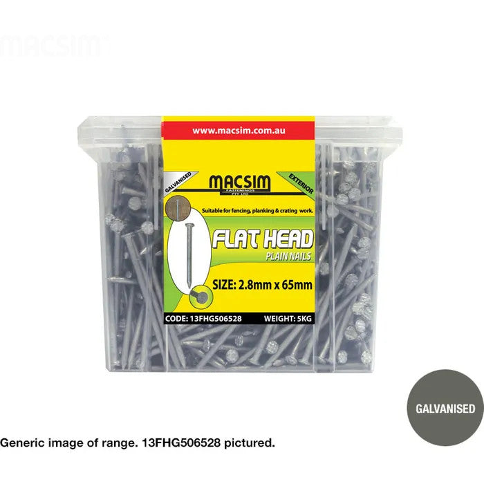 Flat Head Smooth Shank Galvanised Nails - Various Sizes and Box Weights