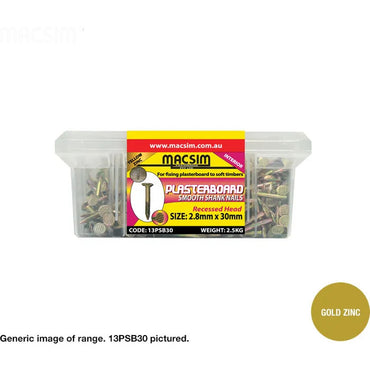 Plasterboard Nail Zinc Ring Shank 2.8mm x Length x box weight