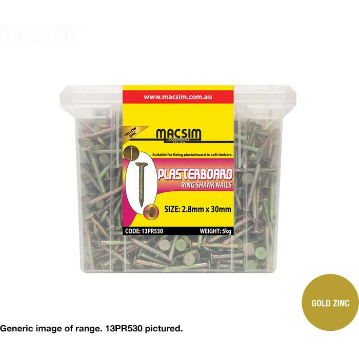 Plasterboard Nail Zinc Ring Shank 2.8mm x Length in Various Box Quantities