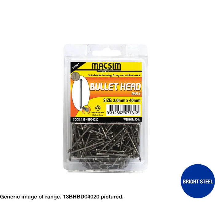 Bullet Head Bright Steel Nails - Various Sizes and Box Quantities