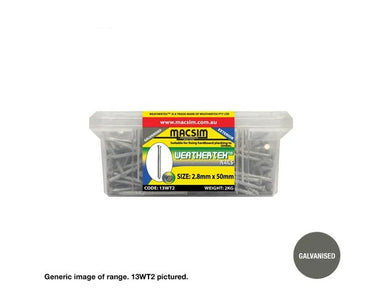 Weathertex Galvanised Nails 2.8mm x 50mm x box weight
