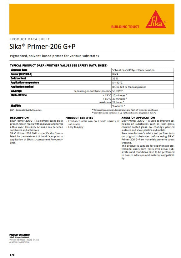 Sika Primer 206 G&P 250ml Box of 6 or 1L Box of 4