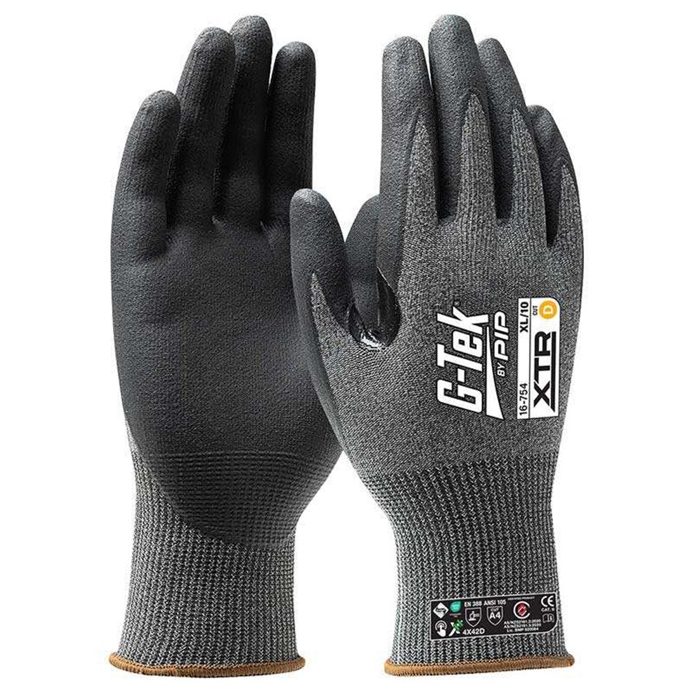 G-Tek Xtr 15G Cut D Palm Dip Gloves - 1, 6 or 12 Pairs in 7 Size Options