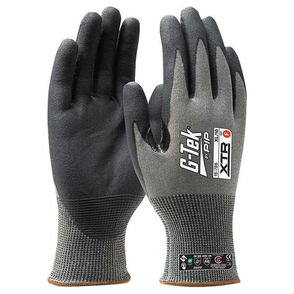 G-Tek Xtr 18G Cut F Palm Dip Gloves - 1, 6 or 12 Pairs in 7 Size Options