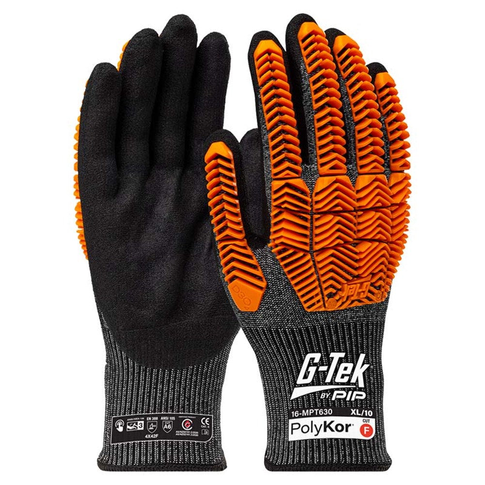 G-Tek PolyKor 13G Seamless Impact Cut F Gloves - 1, 6 or 12 Pairs in 6 Size Options