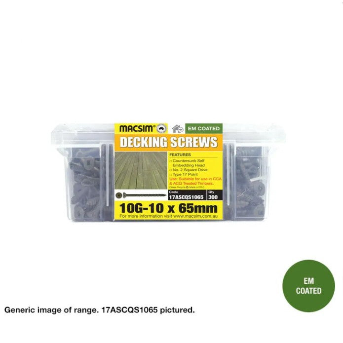 Macsim Type 17 Decking Screws (Square Drive) EM Coated - Varous Size and Quantities