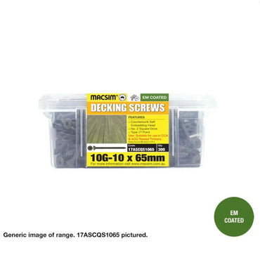 Macsim Type 17 Decking Screws Square Drive EM Coated - 10g x length x box quantity