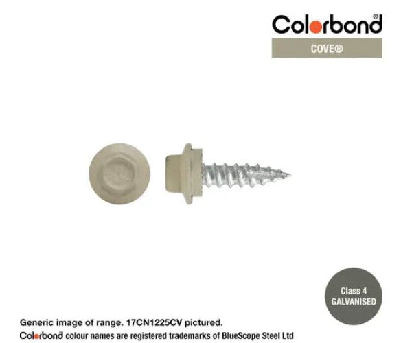 Type 17 Hex Washer Face Head Screw + Neoprene Washer 12g x Length - Box of 1000 Painted Head Options