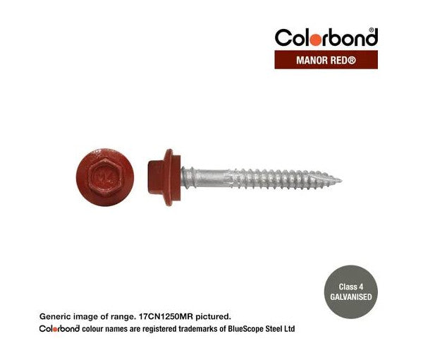 Type 17 Hex Washer Face Head Screw + Neoprene Washer 12g x Length - Box of 1000 Painted Head Options