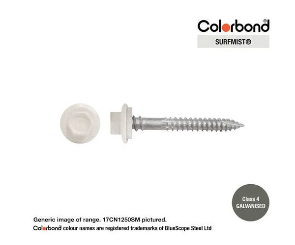 Type 17 Hex Washer Face Head Screw + Neoprene Washer 12g x Length - Box of 1000 Painted Head Options