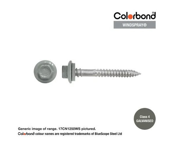 Type 17 Hex Washer Face Head Screw + Neoprene Washer 12g x Length - Box of 1000 Painted Head Options