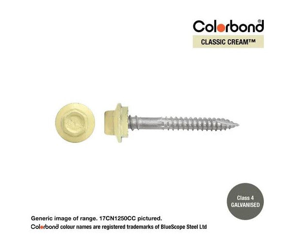 Type 17 Hex Washer Face Head Screw + Neoprene Washer 12g x Length - Box of 1000 Painted Head Options