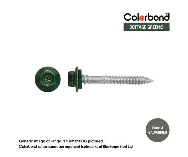 Type 17 Hex Washer Face Head Screw + Neoprene Washer 12g x Length - Box of 1000 Painted Head Options