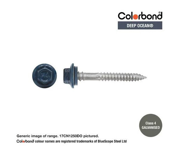 Type 17 Hex Washer Face Head Screw + Neoprene Washer 12g x Length - Box of 1000 Painted Head Options