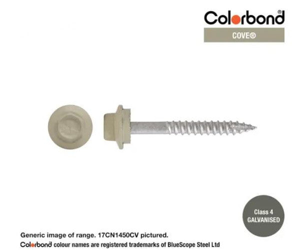 Type 17 Hex Washer Face Head Screw + Neoprene Washer 14g x Length - Box of 1000 Painted Head Options