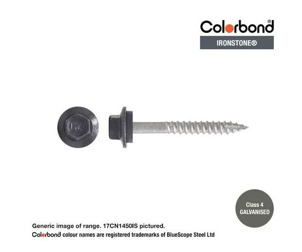 Type 17 Hex Washer Face Head Screw + Neoprene Washer 14g x Length - Box of 1000 Painted Head Options