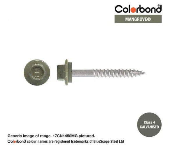 Type 17 Hex Washer Face Head Screw + Neoprene Washer 14g x Length - Box of 1000 Painted Head Options