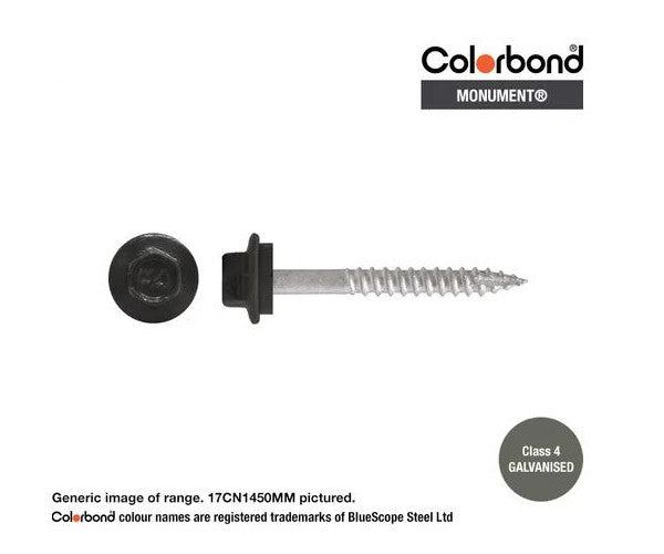 Type 17 Hex Washer Face Head Screw + Neoprene Washer 14g x Length - Box of 1000 Painted Head Options