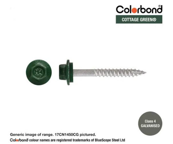 Type 17 Hex Washer Face Head Screw + Neoprene Washer 14g x Length - Box of 1000 Painted Head Options