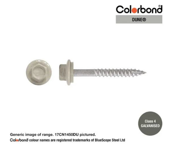 Type 17 Hex Washer Face Head Screw + Neoprene Washer 14g x Length - Box of 1000 Painted Head Options
