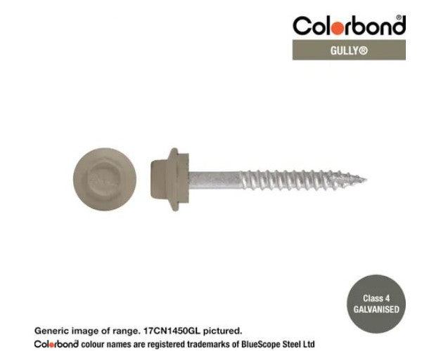 Type 17 Hex Washer Face Head Screw + Neoprene Washer 14g x Length - Box of 1000 Painted Head Options