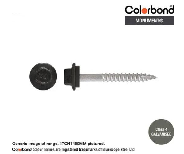 Type 17 Hex Washer Face Head Screw + Neoprene Washer 14g x Length - Box of 1000 Painted Head Options