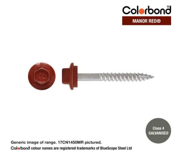 Type 17 Hex Washer Face Head Screw + Neoprene Washer 14g x Length - Box of 1000 Painted Head Options