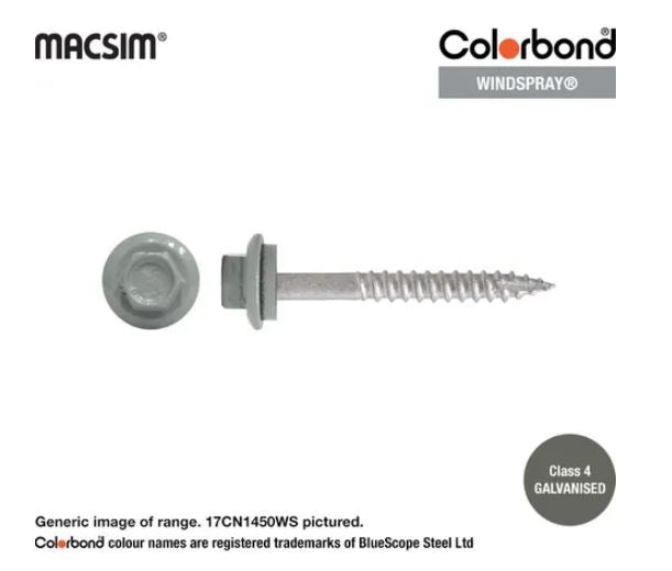Type 17 Hex Washer Face Head Screw + Neoprene Washer 14g x Length - Box of 1000 Painted Head Options