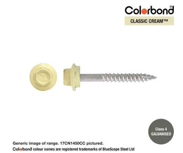Type 17 Hex Washer Face Head Screw + Neoprene Washer 14g x Length - Box of 1000 Painted Head Options