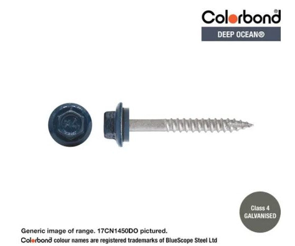 Type 17 Hex Washer Face Head Screw + Neoprene Washer 14g x Length - Box of 1000 Painted Head Options