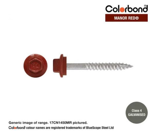 Type 17 Hex Washer Face Head Screw + Neoprene Washer 14g x Length - Box of 1000 Painted Head Options