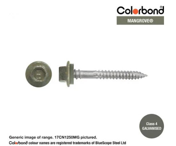 Type 17 Hex Washer Face Head Screw + Neoprene Washer 12g x Length - Box of 1000 Painted Head Options