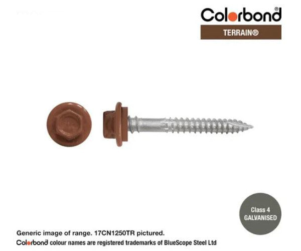Type 17 Hex Washer Face Head Screw + Neoprene Washer 12g x Length - Box of 1000 Painted Head Options