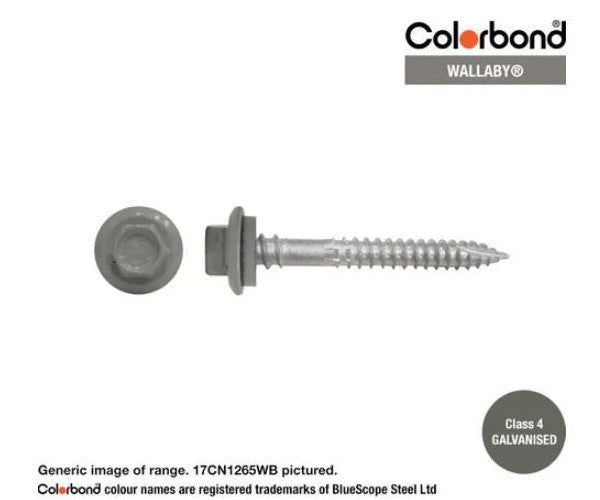 Type 17 Hex Washer Face Head Screw + Neoprene Washer 12g x Length - Box of 1000 Painted Head Options
