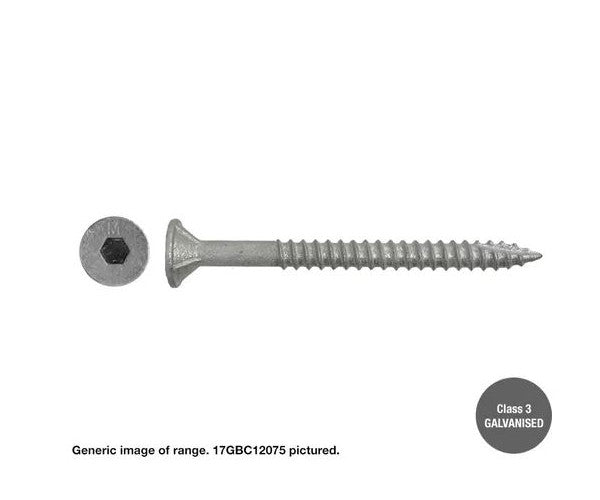 Macsim Type 17 Batten Screws (Hex Drive) Galvanised - Various Sizes and Pack Options